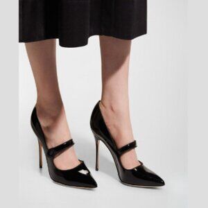 Manolo Blahnik patent leather Campari Mary Jane’s. Iconic shoe size 36.